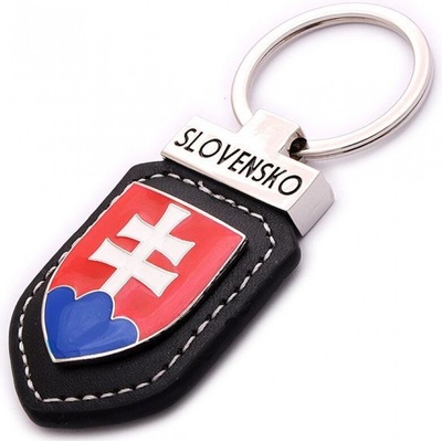 Prívesok na kľúče kožená Slovenský znak čierna
