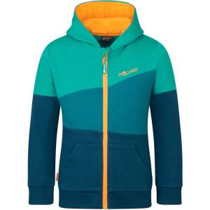 TROLLKIDS Детско яке за тренировка Trollkids Kid's Alesund Sweater Hoodie - Madeira Blue / Lagoon Green / Sea Green - размер 92 (EU) (704-2482-1711)
