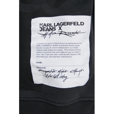 Karl Lagerfeld Jeans Памучен суичър Karl Lagerfeld Jeans в черно с качулка с принт A1W20093 (A1W20093)