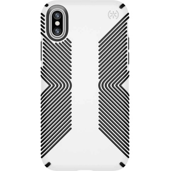 Speck Presidio Grip Case - удароустойчив хибриден кейс за iPhone X, iPhone XS (бял-черен)
