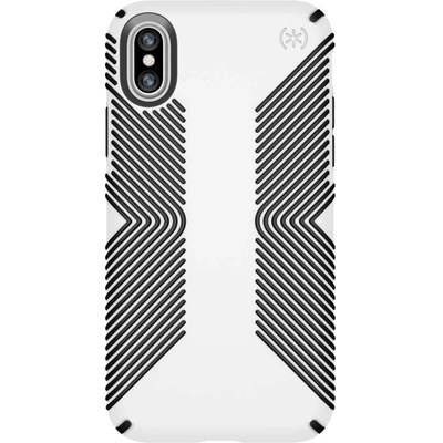 Speck Presidio Grip Case - удароустойчив хибриден кейс за iPhone X, iPhone XS (бял-черен)