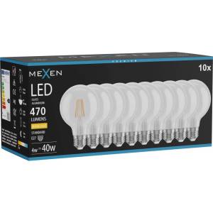Mexen Vintis 10x LED крушка с нажежаема жичка E27, G80, 4W, Топла - 2700K, 470 lm, прозрачен (L155-E27-0427-00x10)