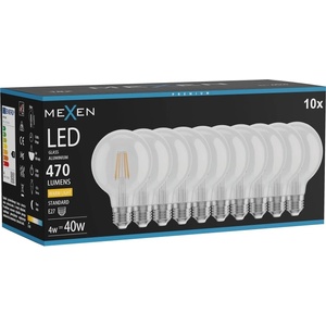 Mexen Vintis 10x LED крушка с нажежаема жичка E27, G80, 4W, Топла - 2700K, 470 lm, прозрачен (L155-E27-0427-00x10)
