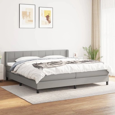 vidaXL Боксспринг легло с матрак, светлосиво, 200x200 см, плат (3129737)