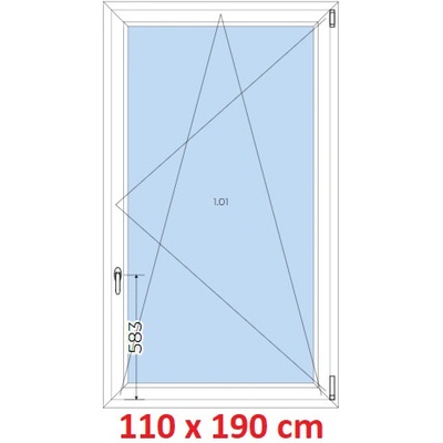 Soft Plastové okno 1100 x 1900 mm, otevíravé a sklopné, Černá krupička/Bílá