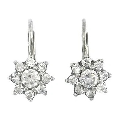 INFINITYSILVER Stříbrné náušnice kytičky RITA s bílými zirkony 438127BZ