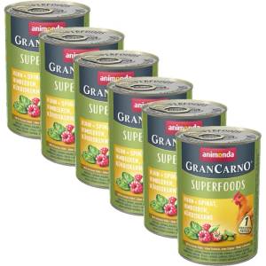Animonda GranCarno Superfoods - пиле + спанак и малини 6 x 400г