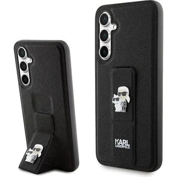 KARL LAGERFELD Кейс Karl Lagerfeld Gripstand Saffiano Karl&Choupette Pins аз Samsung Galaxy S23 FE, черен (KF001926-0)