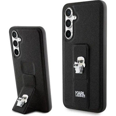 KARL LAGERFELD Кейс Karl Lagerfeld Gripstand Saffiano Karl&Choupette Pins аз Samsung Galaxy S23 FE, черен (KF001926-0)