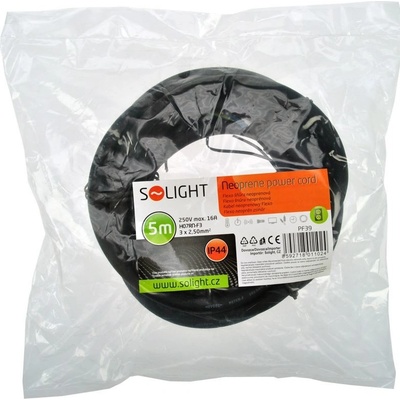 Solight flexo šňůra, 5m, 3 x 2.5mm2, gumová H07RN-F3, černá