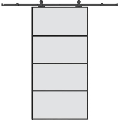 vidaXL Плъзгаща се врата с обков 102, 5x205 см ESG стъкло и алуминий (3332880)
