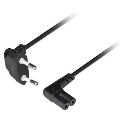 Lanberg Захранващ кабел Lanberg CEE 7/16 - IEC 320 C7, 3 м, коляно (прав ъгъл), VDE, черен CA-C7CA-12CC-0030-BK (CA-C7CA-12CC-0030-BK)