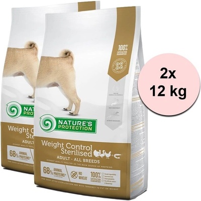 Natures Protection dog adult weight control sterilised poultry with krill all breeds 2 x 12 kg