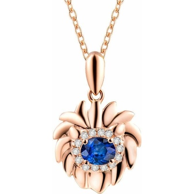 Eppi Zlatý prívesok v znamení Leva so zafírom a diamantmi Leo P34143