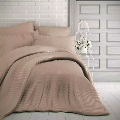 Kvalitex satén obliečky LUXURY COLLECTION - béžové s prúžkom 240x200 2x70x90