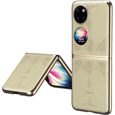 GKK Кожен Калъф за Huawei P50 Pocket, GKK Luxury Case, Златист (5901017212861)