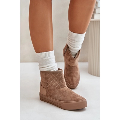 Big Star Ankle snow boots with zip insulated with fur beige
