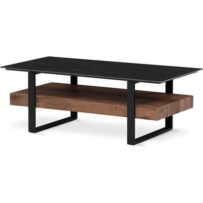 Autronic AHG-286 BK 120x60 černý mramor / nohy černý kov / tmavě hnedá dýha – Zboží Dáma