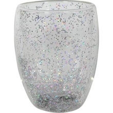 HIT Sklenice s dvojitým sklem stříbrné konfety 350 ml