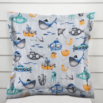 Biante Detská bavlna s lemom Sandra SA-673 Podmorský svet modrý 60 x 60 cm