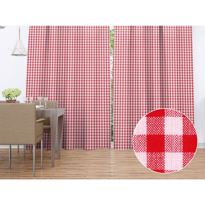 Biante Bavlnený záves Olivia OL-008 Červeno-biela kocka malá 140x190 cm