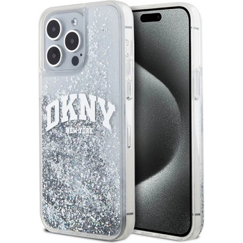 Image 1 of DKNY Liquid Glitter Arch Logo Case - дизайнерски кейс с висока защита за iPhone 15 Pro Max (прозрачен)