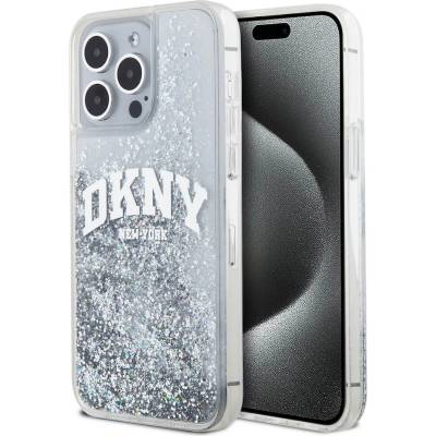 DKNY Liquid Glitter Arch Logo Case - дизайнерски кейс с висока защита за iPhone 15 Pro Max (прозрачен)