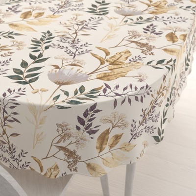 Biante bavlna oválný ubrus Sandra SA-544 Podzimní větvičky na krémovém 140x220 cm