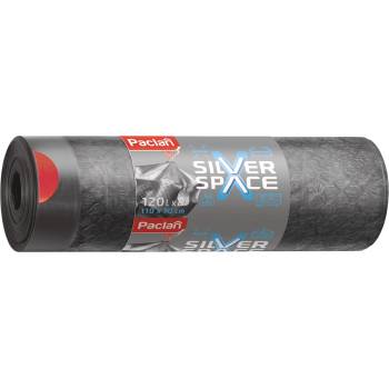 Paclan Еластични торби за отпадъци с връзки Paclan - Silver Space, 120 l, 8 броя, сиви (HGFP274)