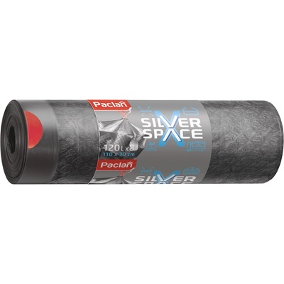 Paclan Еластични торби за отпадъци с връзки Paclan - Silver Space, 120 l, 8 броя, сиви (HGFP274)