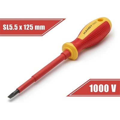 HANDY Удобна отвертка - 10563 (плоска, 5, 5, 125 мм, изолирана до 1000 v, магнитна глава) (10563)