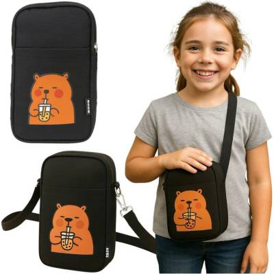 LEAN Dětská a dámská crossbody taška s kapybarou černá 20 × 14 5 cm