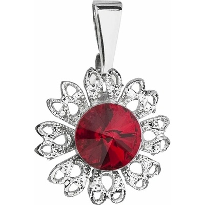 Evolution Group Trblietavý prívesok s červeným kryštálom Swarovski Kvetina 54032.3 siam