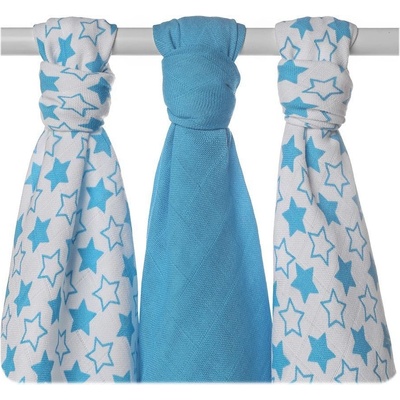 Kikko Bambusové pleny 70 x 70 Little Stars Cyan 3 ks