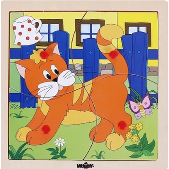 Woodyland Дървен пъзел Woody - Веселото влакче, коте, 4 части (93017)