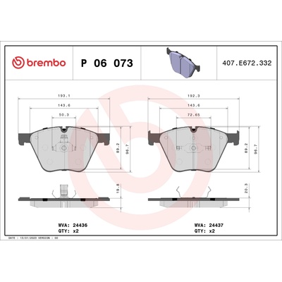 Sada brzdových platničiek kotúčovej brzdy BREMBO P 06 073