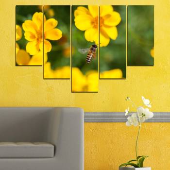 Vivid Home Картини пана Vivid Home от 5 части, Цветя, Канава, 160x100 см, 6-та Форма №0188