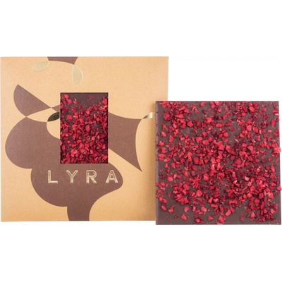 Lyra PREMIUM DARK VIŠEŇ MALINA Hořká s lyofilizovanými jahodami a brusinkami 80 g