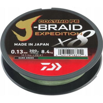 Daiwa Splietaná Šnúra J-Braid Expedition X8E Dark Green 150 m 0,10 mm 6,9 kg