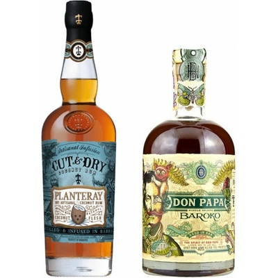 Planteray Cut & Dry 40% 0,7 l a Don Papa Baroko 40% 0,7 l (set)