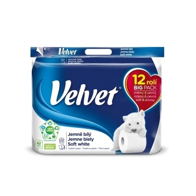 Velvet Тоалетна хартия кадифена 3-слойна (12 бр. /опаковка) бяла