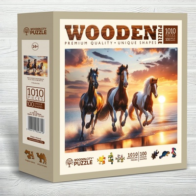 WOODEN CITY Dřevěné puzzle Divocí koně na pláži 1010 dielov