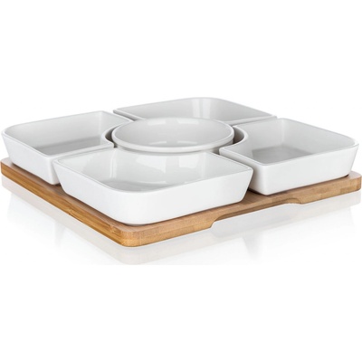 Banquet miska sada 6 díl. 5 x miska 1 x tác porcelán bambus 24,5 x 24,5 x 4,5 cm