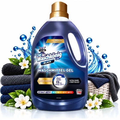 WaschKönig prací gel Short Cycles Black 3,305 l 110 PD