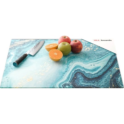 Skleněná krájecí deska MODRÁ / ZLATO 60 × 52 cm, FC60x52_00108