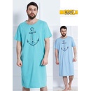 Pánske pyžamá Velká kotva pánská noční košile kr.rukáv sv.modrá