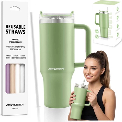 Berdsen termohrnček so slamkou 1180 ml zelený