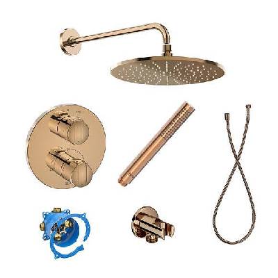 T - 1000 комплект за вграждане - смесител термостатен с аксесоари, цвят Rose Gold (170557)