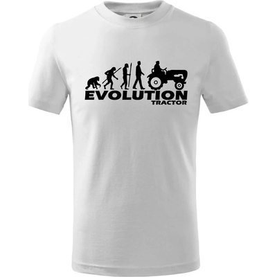 Evolúcia traktor tričko detské biela
