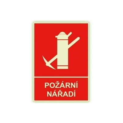 Požární nářadí s textem - fotoluminiscenční tabulka, samolepka 148x210 mm